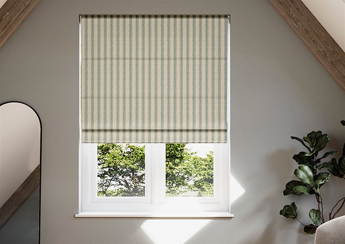 Emily Bond Block Printed Stripe, Blue & Green - Twist&Fit Roman Blind - Image 3